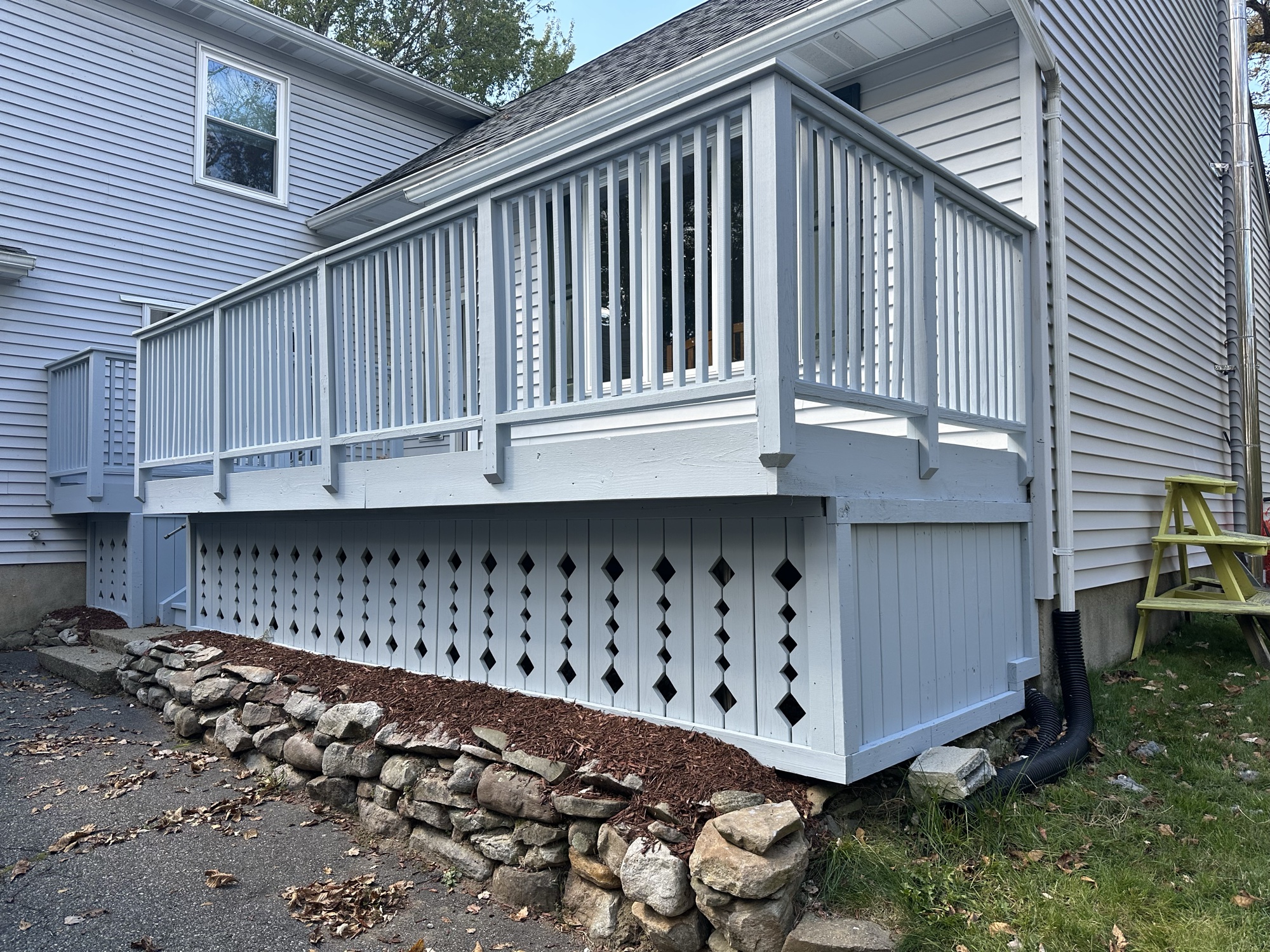 White deck and railings painting, crisp clean finish